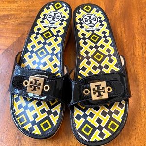 Authentic Tory Burch wooden clog sandals